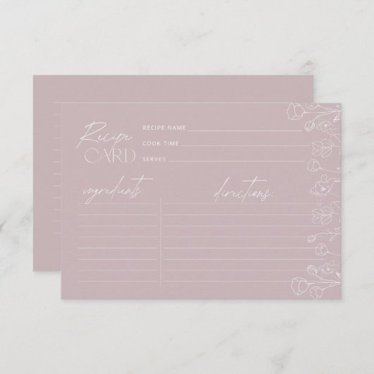 Elegant Floral Shower Recipcard (Voorkant / Achterkant)