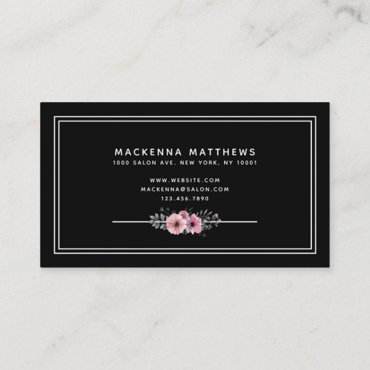 Elegant Floral Signature Script Haarstylist Salon Visitekaartje (Achterkant)