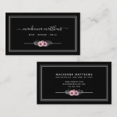 Elegant Floral Signature Script Haarstylist Salon Visitekaartje (Voorkant / Achterkant)