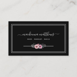 Elegant Floral Signature Script Haarstylist Salon Visitekaartje