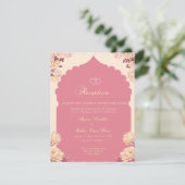 Elegant Floral Sikh wedding reception Kaart (Staand voorkant)