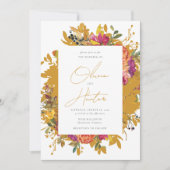 Elegant Floral Silhouette Mustard Yellow Weddensch Kaart (Voorkant)