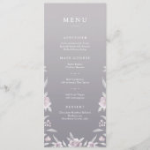Elegant floral Silver Chinoiserie trouwmenu Menu (Voorkant)