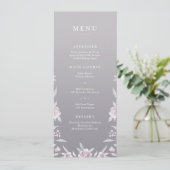 Elegant floral Silver Chinoiserie trouwmenu Menu (Staand voorkant)