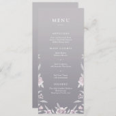 Elegant floral Silver Chinoiserie trouwmenu Menu (Voorkant / Achterkant)