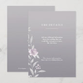 Elegant floral Silver Chinoiserie Weddenschappen Informatiekaartje (Voorkant / Achterkant)