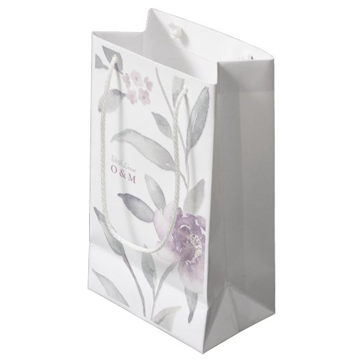 Elegant floral Silver Chinoiserie Wedding monogram Klein Cadeauzakje (Voorkant Gekanteld)