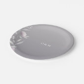 Elegant floral Silver Chinoiserie Wedding monogram Papieren Bordje (Gekanteld)