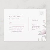 Elegant floral Silver Chinoiserie Wedding RSVP Uitnodiging Briefkaart (Achterkant)