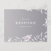 Elegant floral Silver Chinoiserie Wedding RSVP Uitnodiging Briefkaart (Voorkant)