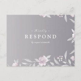 Elegant floral Silver Chinoiserie Wedding RSVP Uitnodiging Briefkaart