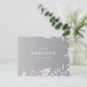 Elegant floral Silver Chinoiserie Wedding RSVP Uitnodiging Briefkaart (Staand voorkant)