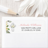 Elegant Floral Silver Cross First Heilige Communie Etiket (Insitu)