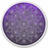 Elegant Floral Silver en Paars Mandala Sticker (Voorkant)