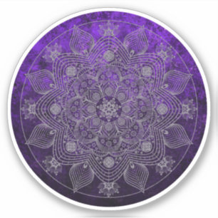 Elegant Floral Silver en Paars Mandala Sticker