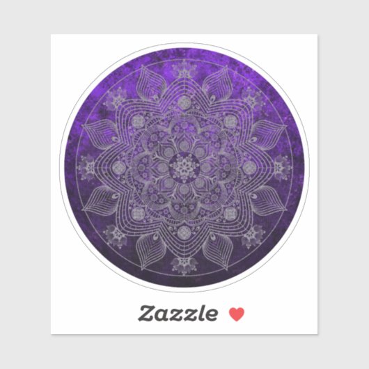Elegant Floral Silver en Paars Mandala Sticker (Vel)