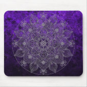 Elegant Floral Silver en Paarse Mandala Namaste Muismat (Voorkant)
