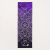 Elegant Floral Silver en Paarse Mandala Namaste Yogamat (Achterkant)