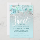 Elegant floral Silver-gliter, zoet zestien Kaart (Voorkant)