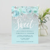 Elegant floral Silver-gliter, zoet zestien Kaart (Staand voorkant)