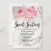 Elegant floral Silver Glitter marmer (zoete zestie Kaart (Voorkant)