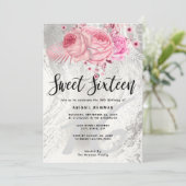 Elegant floral Silver Glitter marmer (zoete zestie Kaart (Staand voorkant)