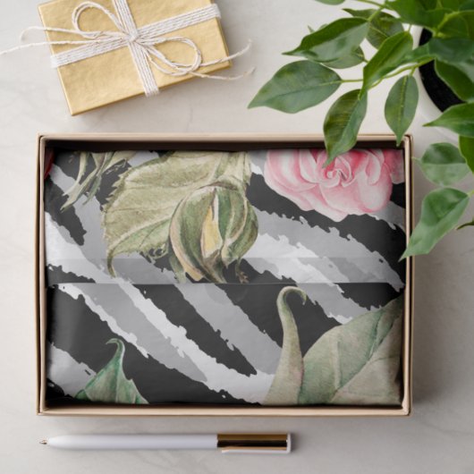 Elegant Floral Silver Tiger Tissuepapier (Geschenk)