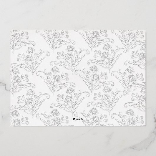 Elegant Floral Simple Foliage Calligraphy Script Folie Uitnodiging (Achterkant)