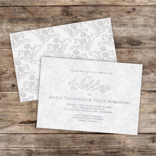 Elegant Floral Simple Foliage Calligraphy Script Folie Uitnodiging