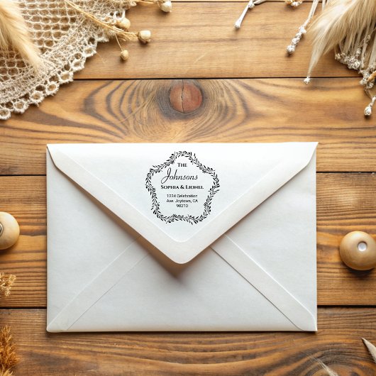 Elegant Floral Simple Wedding Return Address Rubberstempel