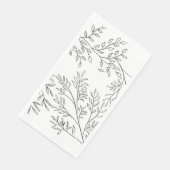 Elegant Floral Sketched Leafy Wedding Napkins Servet (Hoek)