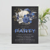 Elegant Floral Skull Adult Halloween Party Kaart (Staand voorkant)