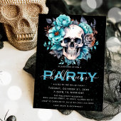 Elegant Floral Skull Adult Halloween Party Kaart
