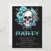 Elegant Floral Skull Adult Halloween Party Kaart (Voorkant)