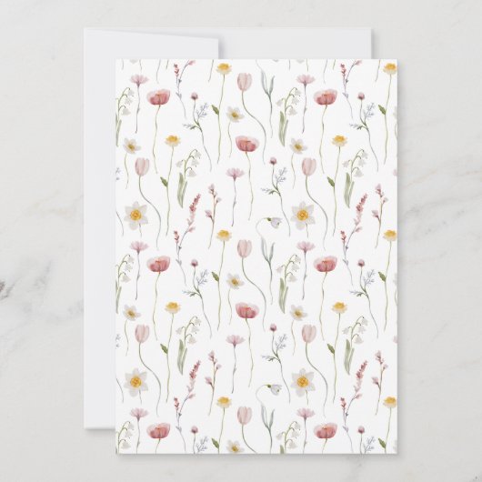 Elegant Floral sla de datumkaart op Aankondiging (Achterkant)