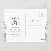 Elegant Floral slaat de datum op Briefkaart (Achterkant)