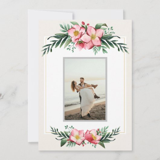 Elegant Floral slaat de datum op Kaart (Achterkant)