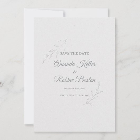 Elegant Floral slaat de datum op Save The Date (Voorkant)
