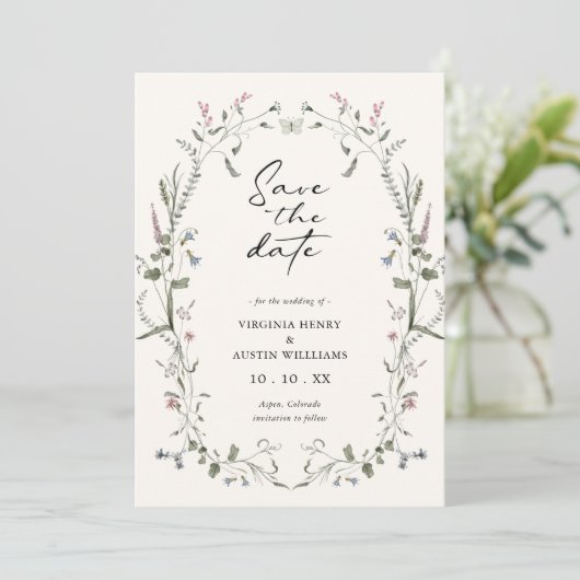 Elegant Floral slaat de datum op Save The Date (Staand voorkant)