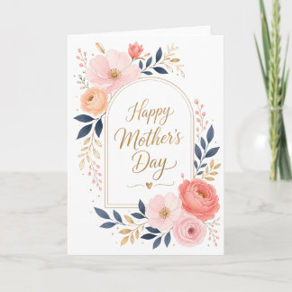 Elegant Floral Soft Pink Happy Mother’s Day  Kaart