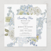 elegant Floral Something Blue Bridal shower QR  Kaart (Voorkant)