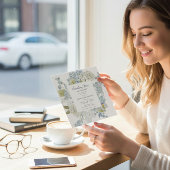 elegant Floral Something Blue Bridal shower QR  Kaart