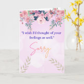 Elegant Floral Sorry Greeting Card with Heartfelt  Kaart (Gele Bloem)