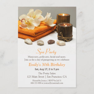 Elegant Floral Spa Birthday Party Kaart