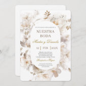 Elegant Floral Spanish Wedding Invitation Kaart (Voorkant / Achterkant)