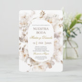 Elegant Floral Spanish Wedding Invitation Kaart (Staand voorkant)