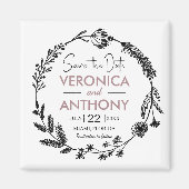 Elegant Floral sparen de Datum Magnet (Voorkant)