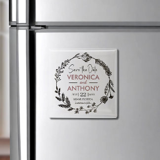 Elegant Floral sparen de Datum Magnet