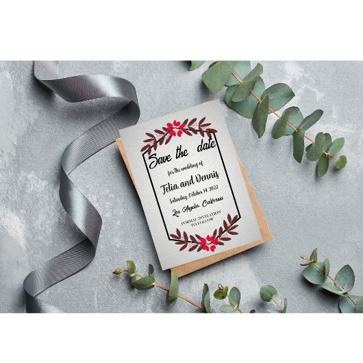 Elegant Floral sparen de Datum Uitnodiging