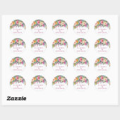 Elegant Floral Spring Summer Wedding Name Ronde Sticker (Vel)